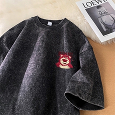 XZ605-dsx129-特批30控49水洗做旧2026新款小熊短袖，男装T恤，星座605(原A050)