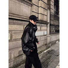 高级感机车皮衣夹克男女外套潮牌小众PU皮飞行服Y1016-P85网络图，男装夹克，电商B245
