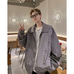 F552P70男装秋装夹克外套薄男装上衣韩版宽松日系男装图片