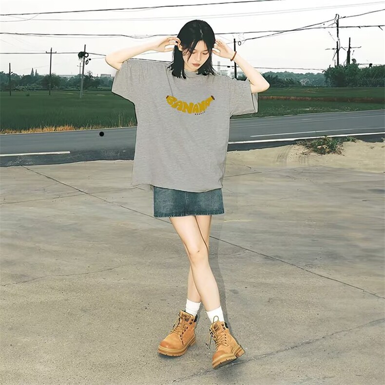美式复古短袖t恤女夏季2025新款设计感小众宽松显瘦圆领正肩上衣,男装T恤,星座1210-1