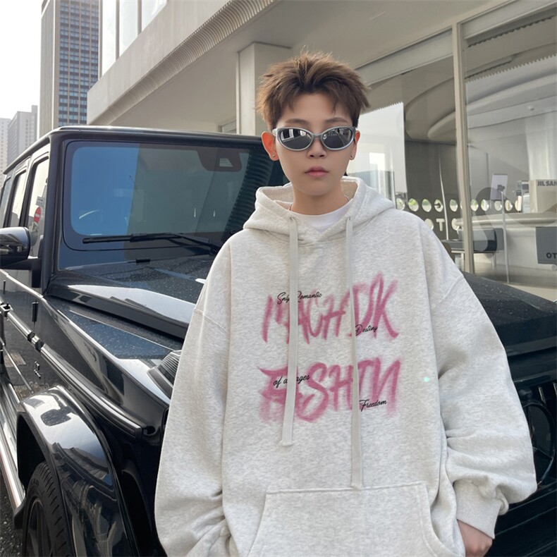已注册/华棉春秋外景印花宽松连帽卫衣男WY00182/P45加绒P50,男装卫衣,电商B316