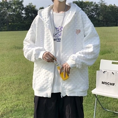 秋装新款连帽卫衣男女宽松华夫格百搭设计感长袖开衫外套WY41，女装短外套，星座1116A-1（原606A）