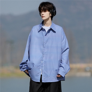 8XL-M长袖衬衫男春夏格子条纹衬衣宽松慵懒风防晒外套CS29005P45图片