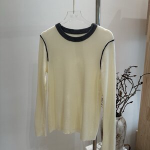 2025年秋季常规款通勤套头单件长袖秋季撞色百搭针织打底衫，女装针织衫/毛衣，沐策羊绒