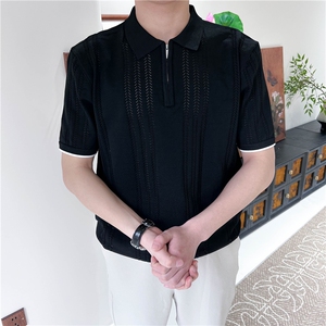 新款夏季男短袖翻领polo镂空体恤宽松版 B3006-P58图片