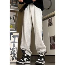 复古运动风刺绣束脚裤男女日常宽松百搭休闲长裤潮K8460-特价P30，男装休闲裤，电商A007-1