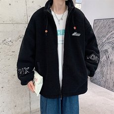 中性风立领羊羔绒棉服冬季港风加厚棉衣男女同款M8866-P100，男装棉衣，星座717