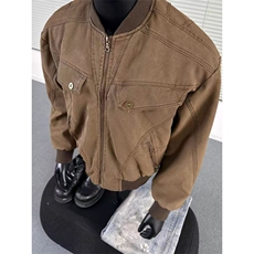 W565-P68大码棕色工装外套男女同款棒球服美式哈灵顿休闲夹克，男装夹克，星座911-1