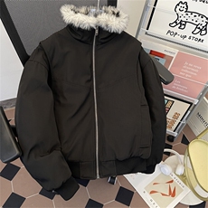 美式鹿皮加毛夹克冬季加厚翻领皮毛短款外套潮M0988-P128，男装棉衣，星座308B-1