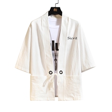 HF59098-P40风汉服男开衫外套七分袖道袍砖墙挂拍，男装民族服装，电商A040A