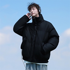 现货5W件冬季三防重磅硬挺boxy短款羽绒立领PU皮棉衣外套加厚棉服，男装棉衣，电商A486