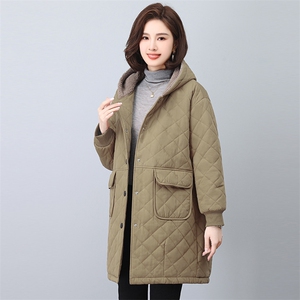 时尚保暖女士长款棉服 修身显瘦冬季外套 舒适百搭加厚棉衣图片