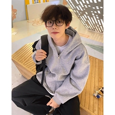 抖音得物高品质全棉二开480克加绒双拉头双拉链卫衣开衫SL001，男装卫衣，电商A486