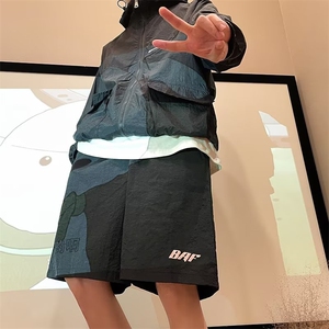 短裤男夏季薄款日系复古五分沙滩裤宽松休闲潮流速干运动裤子图片