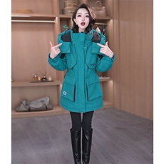 （现货）新款高级感可拆卸连帽外套三防加厚冲锋衣派克服大衣女，女装派克服，韩蔻秀