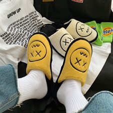 秋冬新品笑脸情侣棉拖鞋韩版加绒室内居家男女防滑潮鞋TX31-P15，男鞋拖鞋，星座1501
