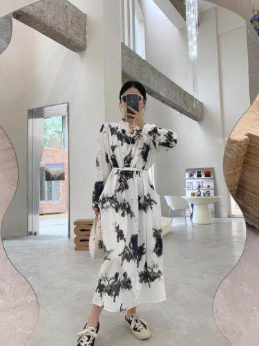 泼墨连衣裙，女装连衣裙，HE