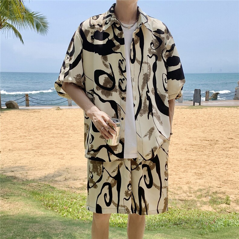 泼墨套装TZ77808特P45衬衫DCS77809特P27DK77810特P18套装控88，男装休闲套装，星座227-7