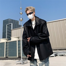 时尚小众简约PU皮衣夹克男2024年春秋季新款基础夹克外套潮W252，男装夹克，星座506