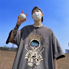 太空宇航员短袖T恤男夏季潮牌ins大码上衣服2025新款宽松半袖体恤，男装T恤，星座508（原C305）