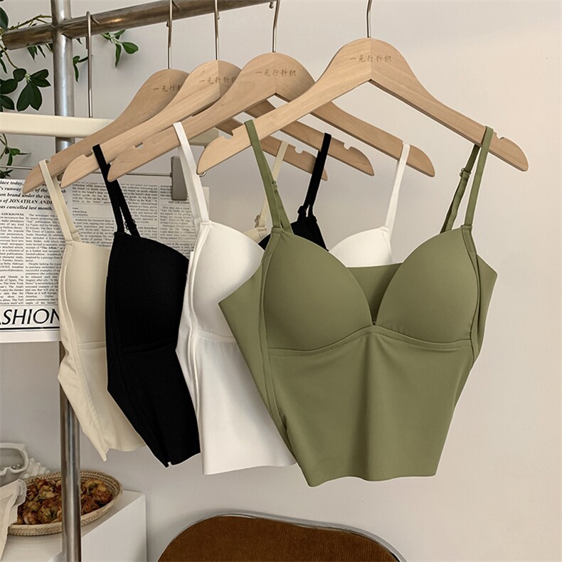 黑色冰丝吊带背心女内搭修身美背抹胸外穿裹胸，女装背心吊带，梦白服饰厂