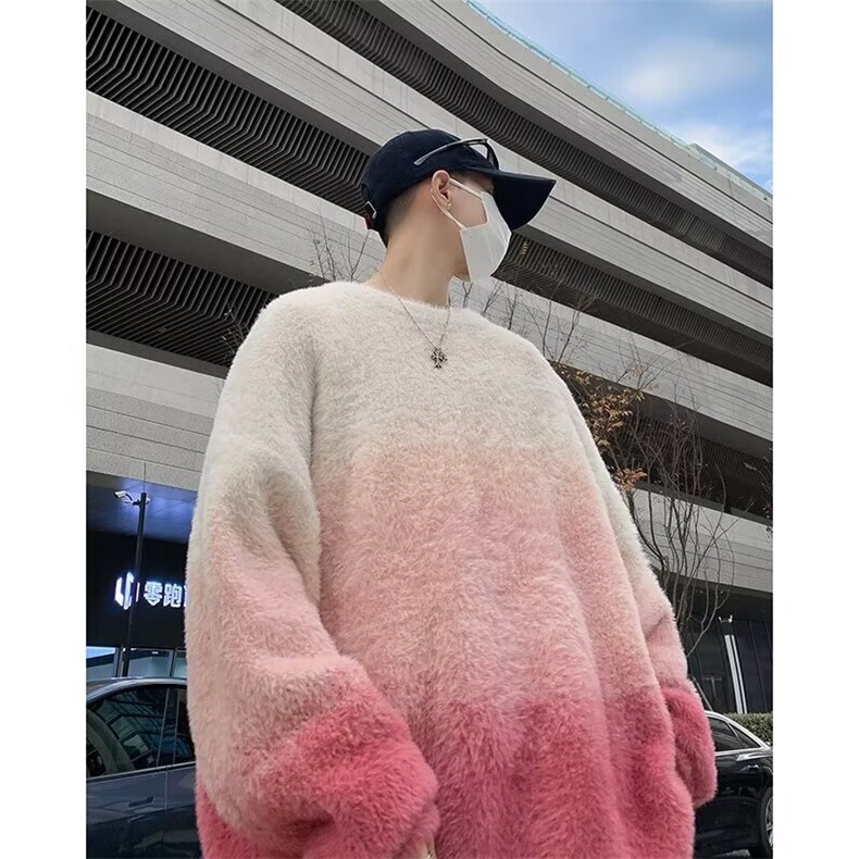 美式渐变毛衣圆领毛衣男慵懒风休闲针织衫MY267P65,男装针织衫/毛衣,星座1116-2