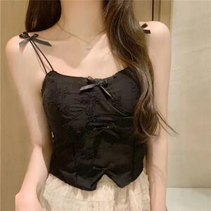 辣妹蝴蝶结吊带背心女夏季露背性感内搭短款上衣外穿图片
