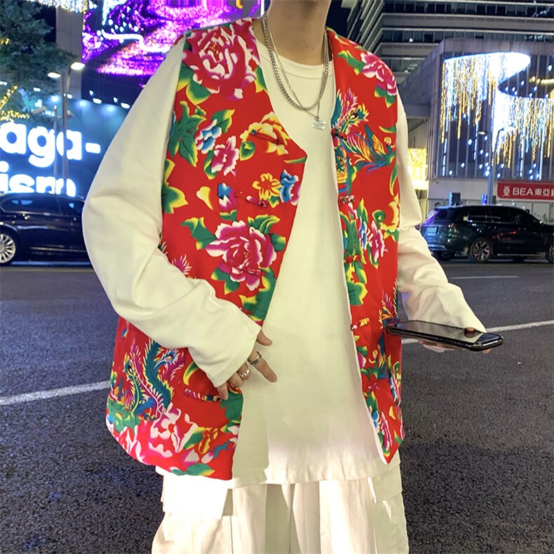 MJ203新中式男女盘扣大码棉马夹坎肩背心团队表演出汉服情侣外套,男装背心/马甲,星座115A(原星座507）