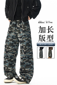 迷彩裤子加长版190高个子休闲卫裤男生休闲直筒阔腿裤KZ087P45图片
