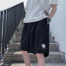 D夏季桃皮绒菊花短裤休闲五分裤中裤d.8，男装休闲裤，星座1008