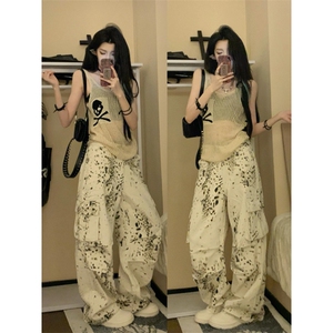 【有货】豹纹大口袋工装裤男美式hiphop裤子高街直筒A608LL-特P51图片