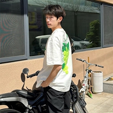 特殊工艺网球毛巾刺绣高品质260克双纱纯棉美式高街短袖T恤，男装T恤，电商A486-1