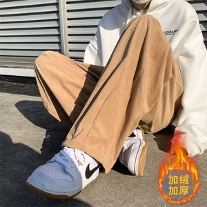 灯芯绒裤子男加绒加厚高街潮牌阔腿拖地裤AK532-p加绒p45常规p35图片