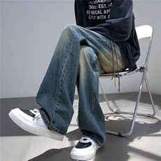 直筒牛仔裤男女美式hiphop高街裤子水洗做旧修身微喇长裤-k1520，男装牛仔裤，星座601-2
