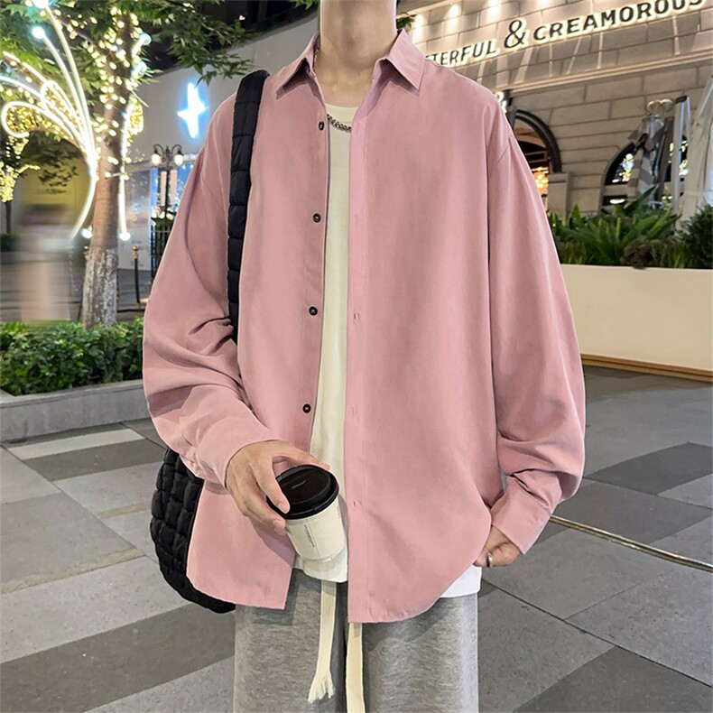 春季新款桃皮绒衬衫港风宽松衬衣男女薄款外套Q2480-TP2539,男装衬衫,电商A102