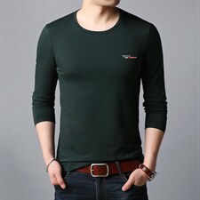 长袖棉t恤男秋季新款中年商务休闲圆领半袖polo衫HPNT9877-P60，男装T恤，电商B212（原钱塘6029）