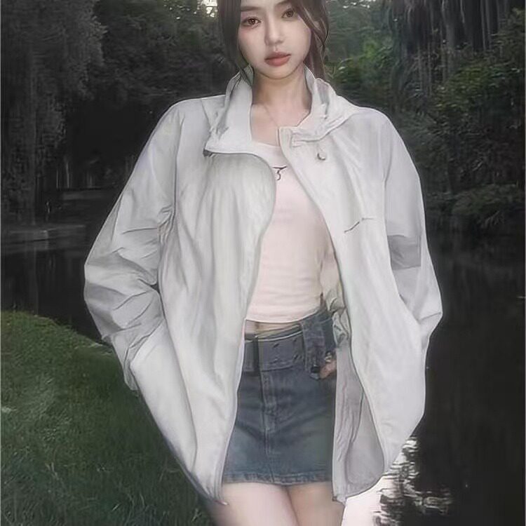 户外好看灰色透气防晒衣女夏季2025新款宽松紫外线薄款轻薄外套,男装防晒衣,星座506A