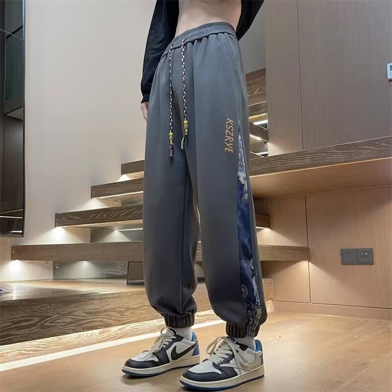 美式风复古直筒卫裤男秋季ins潮牌休闲裤高街阔腿运动裤子K20/P50,男装休闲裤,星座506