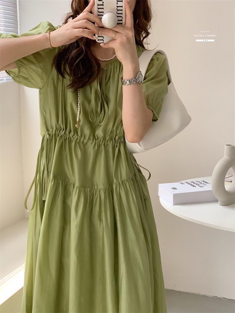 法式泡泡袖连衣裙夏季设计感小众温柔高级感初恋裙子,女装连衣裙,香丽迪1