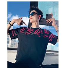 网图现货夏季新款男装短袖印花t恤男圆领宽松上衣T045/P28，男装T恤，星座205-3
