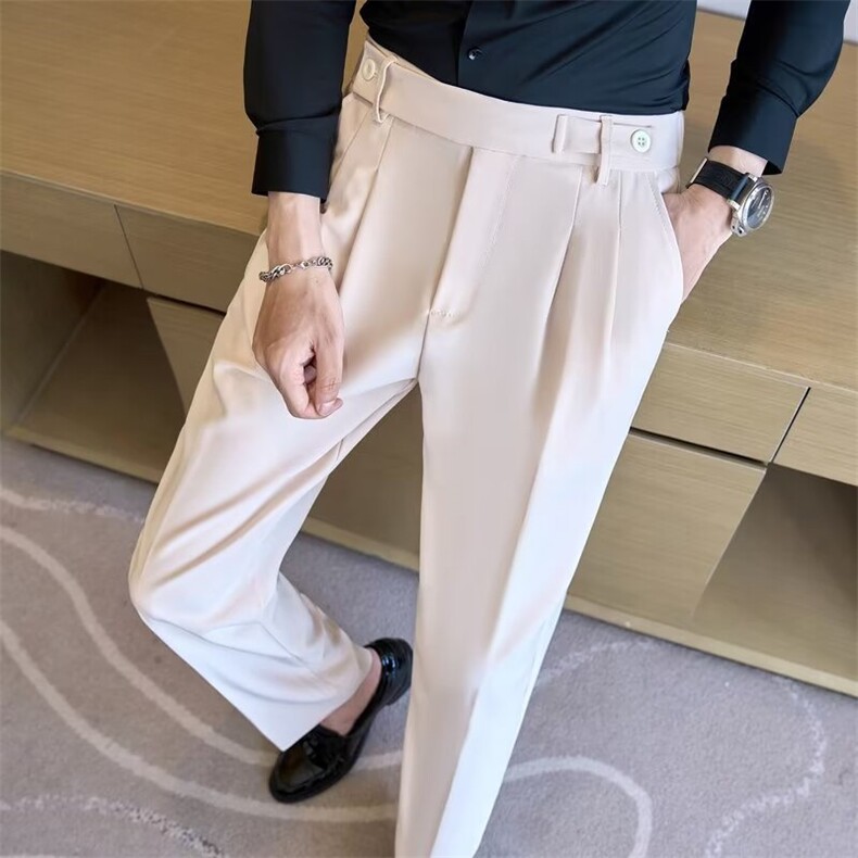 小西裤男九分修身直筒休闲裤男士高级垂感黑色西装长裤子潮KA507,男装西裤,星座1116A-2（原606A-1）