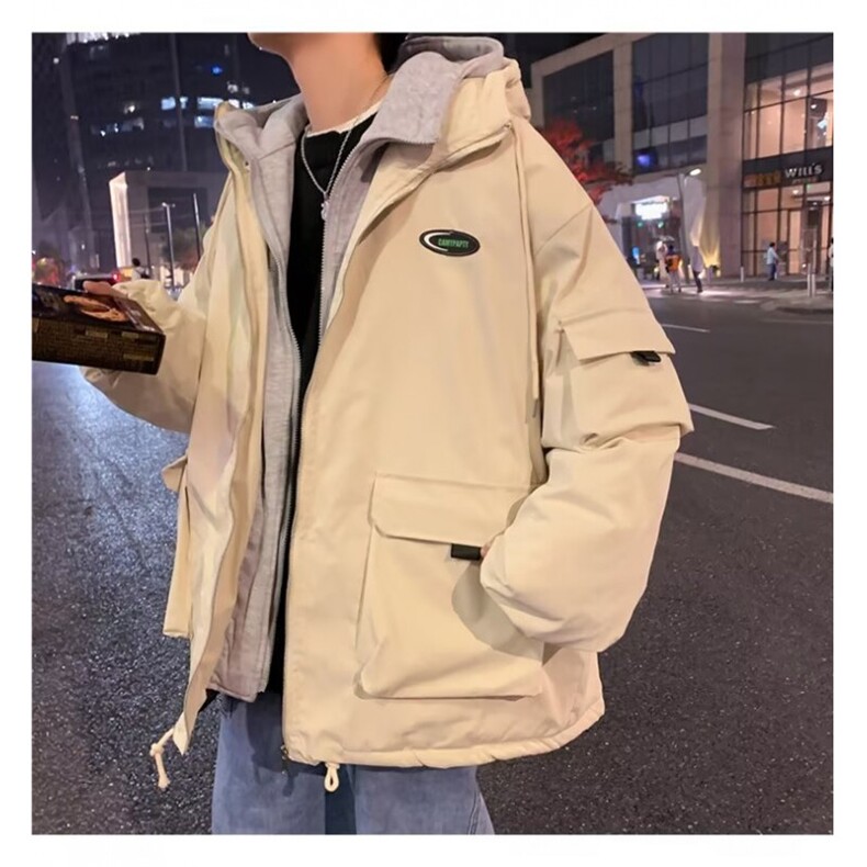 假两件棉衣男港风宽松百搭工装棉袄外套N105-P88图片