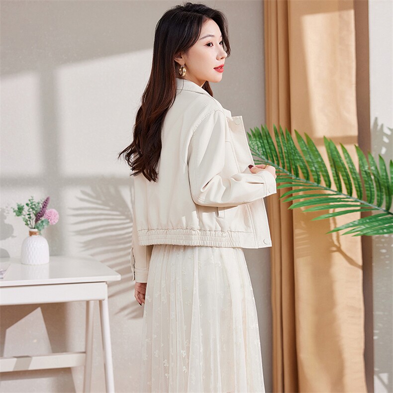 机车小个子皮衣外套女2024春季新款美式港风PU皮夹克短款上衣外搭,女装皮衣,江南女神
