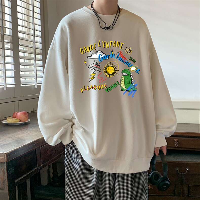 圆领卫衣男大码加厚加绒长袖t恤男S6219-P28加绒款-P33,男装卫衣,电商A040