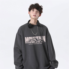 抖音品质秋季新款美式潮流仿棉圆领卫衣wycm4037-特批28控49，男装卫衣，星座605(原A050)
