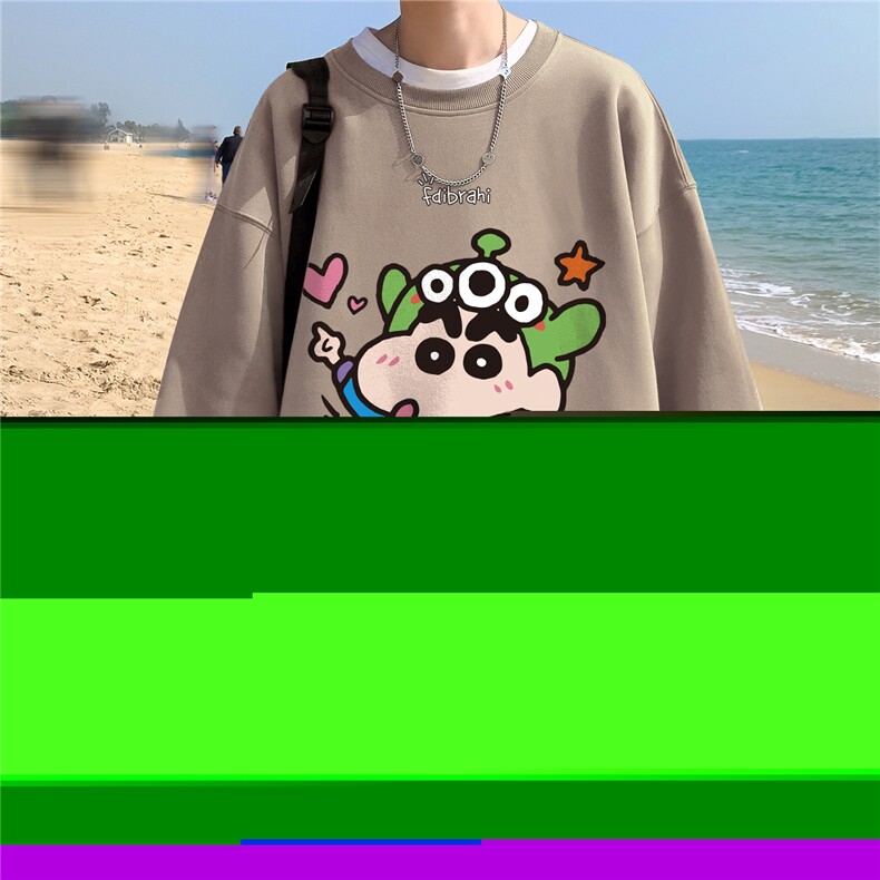 ！秋季重磅大码港风卡通蜡笔小新印花圆领卫衣WY120-特p28,男装卫衣,星座508（原C305）