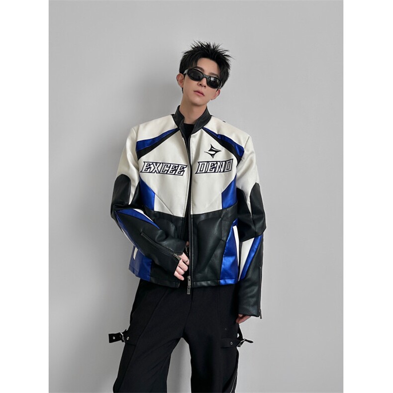 26春夏解构拼接男士撞色机车重工夹克外套jk119-p198,男装夹克,电商B288