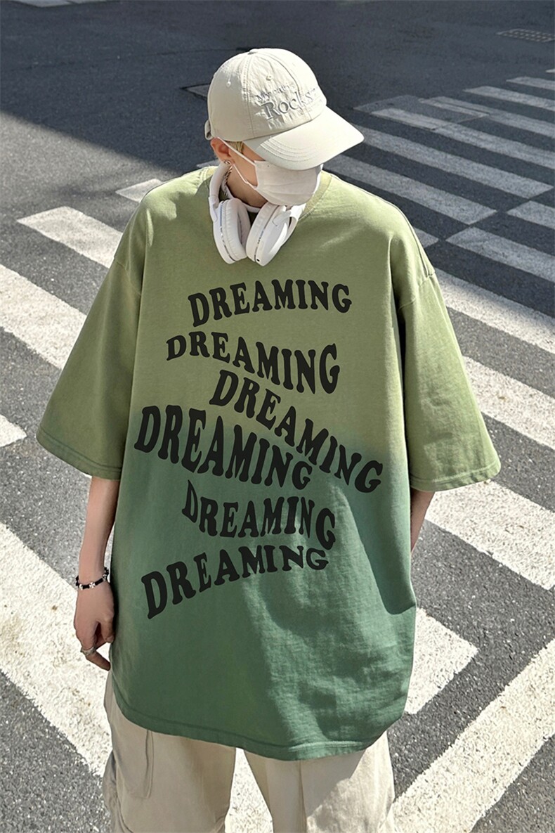 B239-1203-P39渐变扎染创意字母印花复古落肩袖短袖T恤美式,男装T恤,星座514-2(原B239)