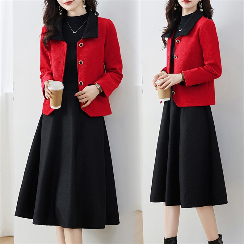 小香风套装连衣裙女秋季2023新款高端名媛气质短外套半身裙两件套，女装套装/套裙，香水丽阁