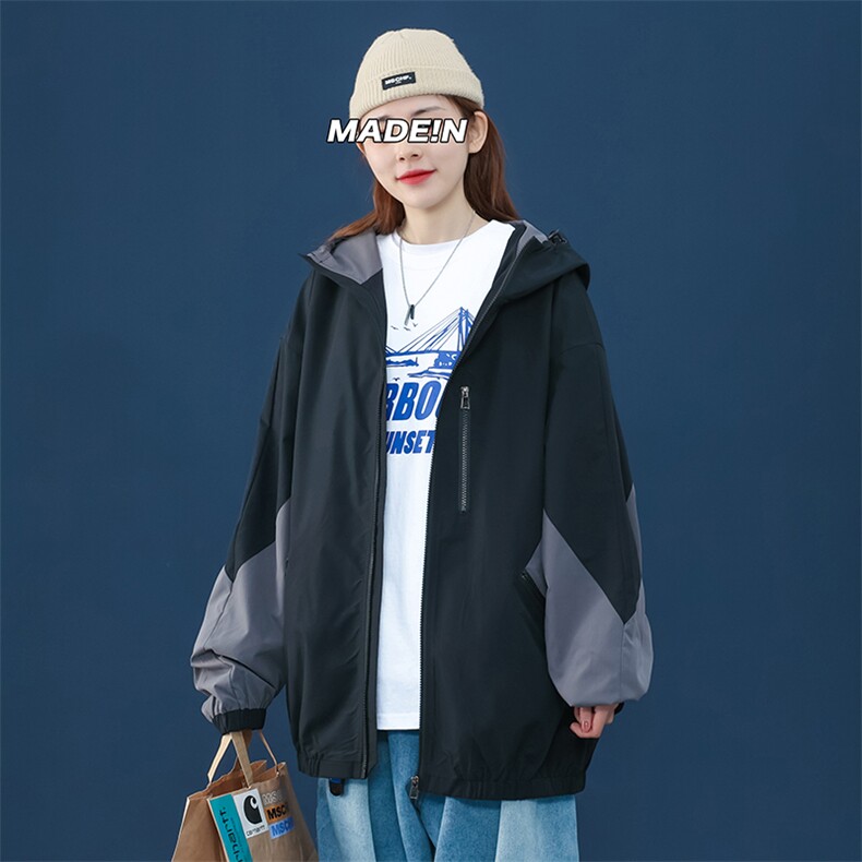 2021春季新中性风大码男女港风撞色拼接连帽ins潮流外套J6071-P70,男装夹克,电商A001